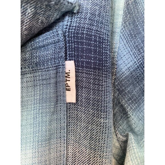 EPTM MEN'S BLUE PLAID FLANNEL SHORT SLEEVE BUTTON DOWN CASUAL SHIRT SZ M - Picture 5 of 6